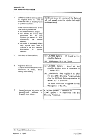 Prospectus and Appendix February 2012