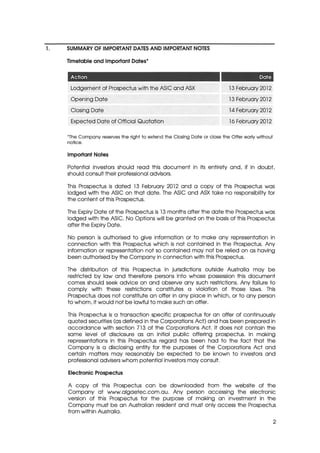 Prospectus and Appendix February 2012