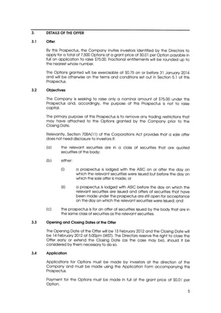Prospectus and Appendix February 2012