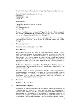 Prospectus and Appendix February 2012