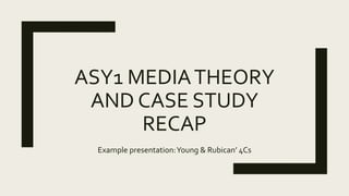 ASY1 MEDIATHEORY
AND CASE STUDY
RECAP
Example presentation:Young & Rubican’ 4Cs
 