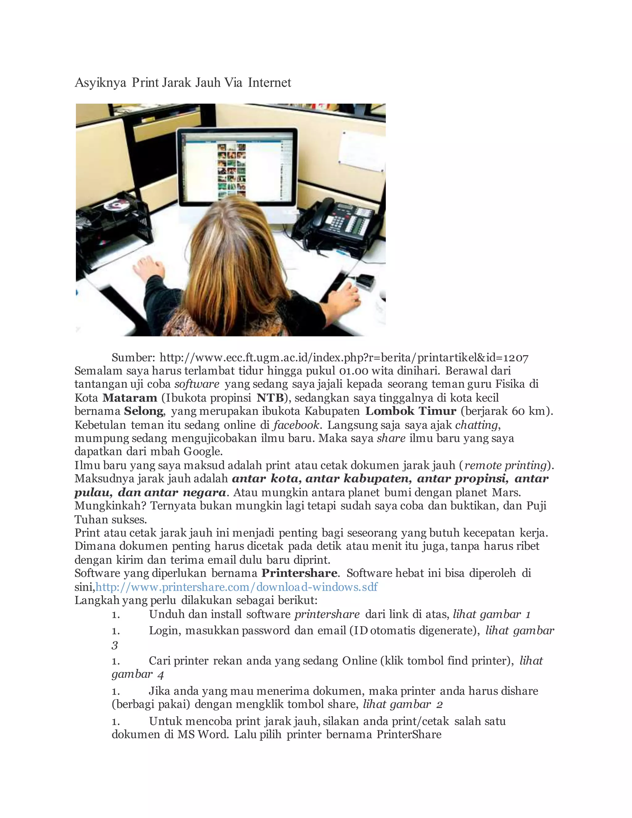 Asyiknya print jarak jauh via internet | DOCX