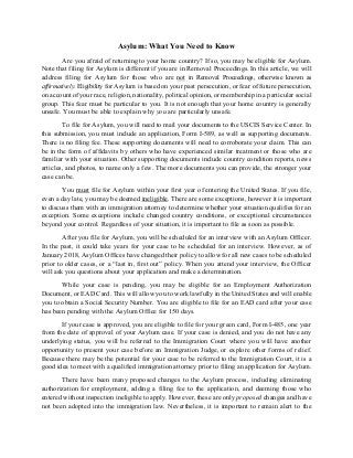 Asylum: What You Need to Know