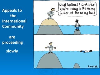 Appeals to the International Community  are proceeding slowly 