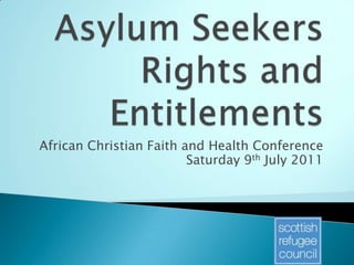 African Christian Faith and Health Conference
                         Saturday 9th July 2011
 