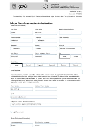 Refugee Status Determination (RSD) - PIBA | PDF