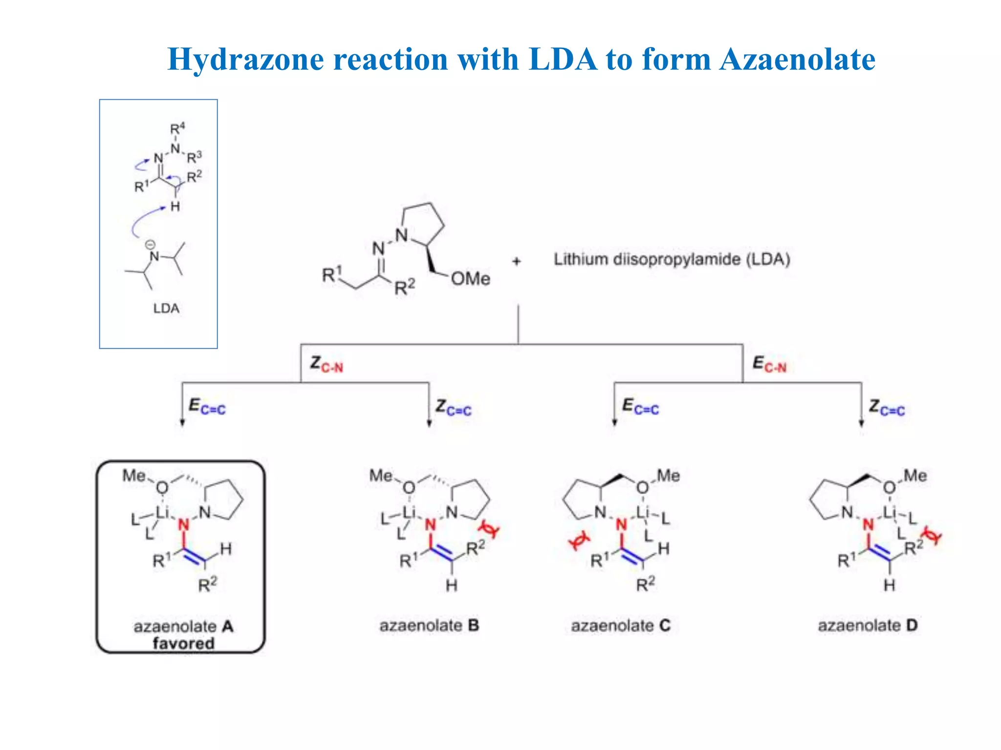 Hydrazone reaction with LDA to form Azaenolate
 