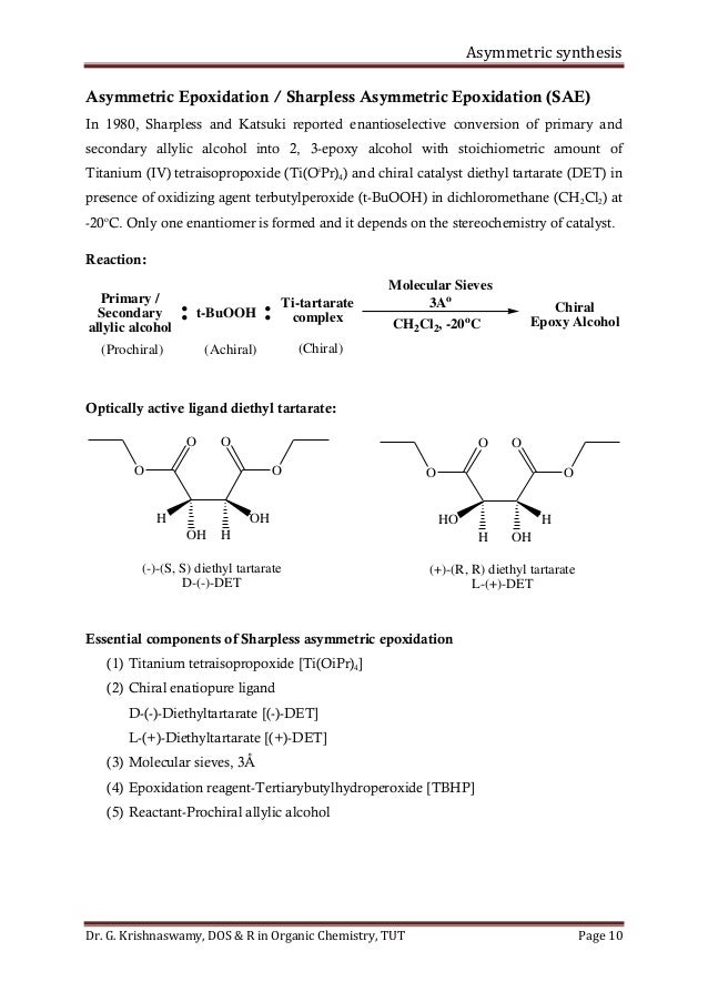 Asymmetric synthesis notes