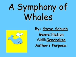 A Symphony of Whales By:  Steve Schuch Genre: Fiction Skill: Generalize Author’s Purpose : 