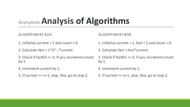 lecture 5 asymptotic analysis of algorithms analysis of algorithms