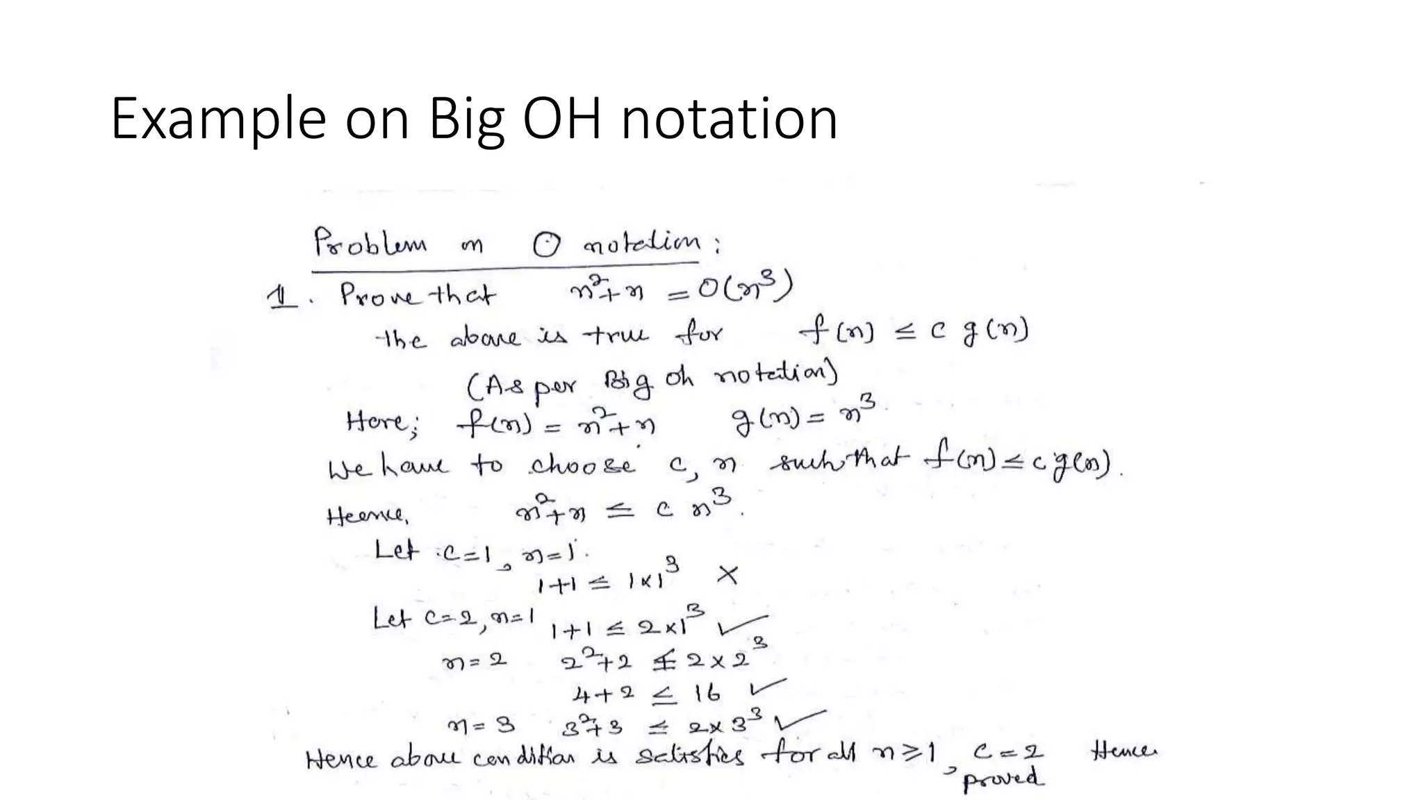 Example on Big OH notation
 