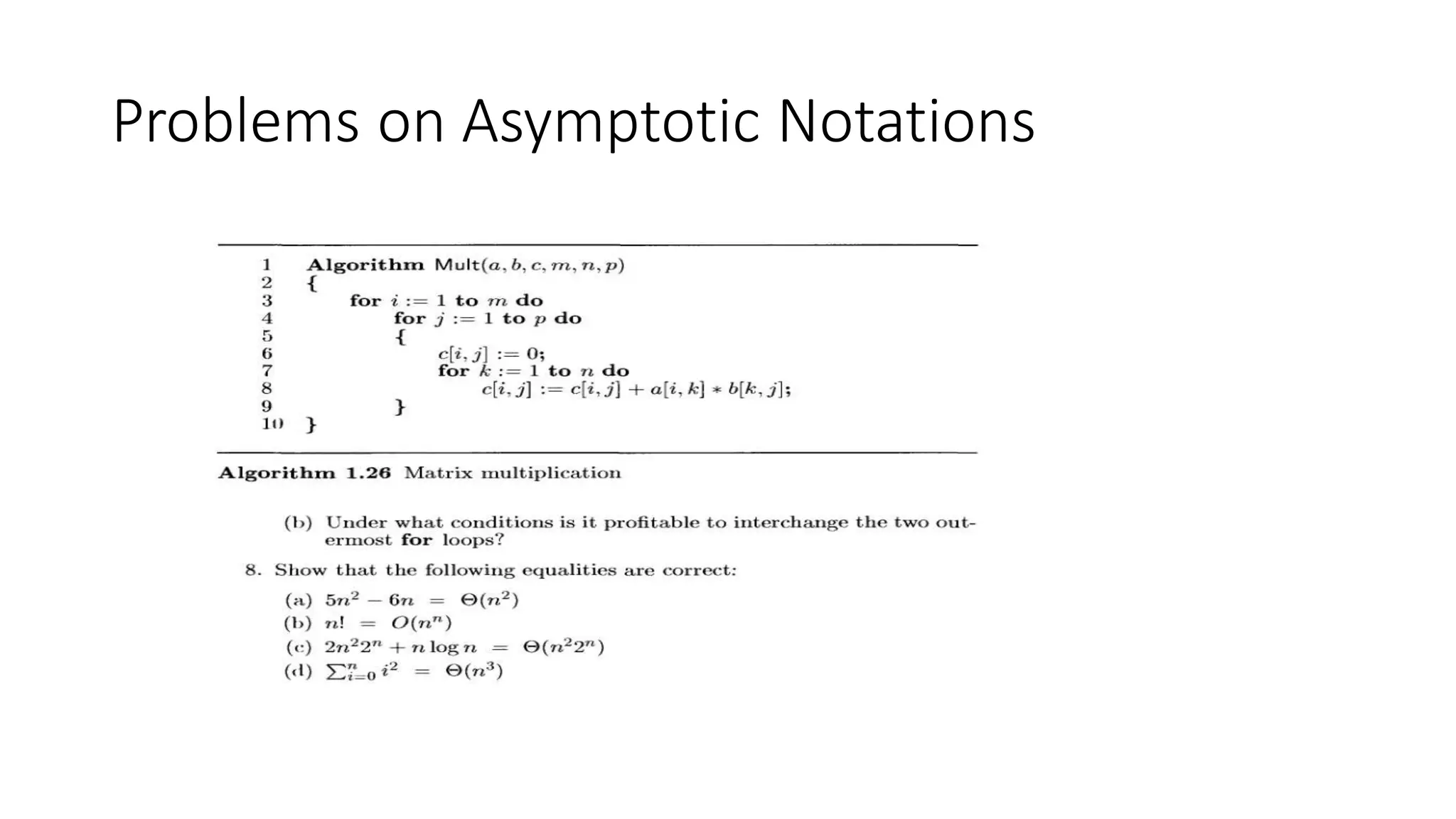 Problems on Asymptotic Notations
 