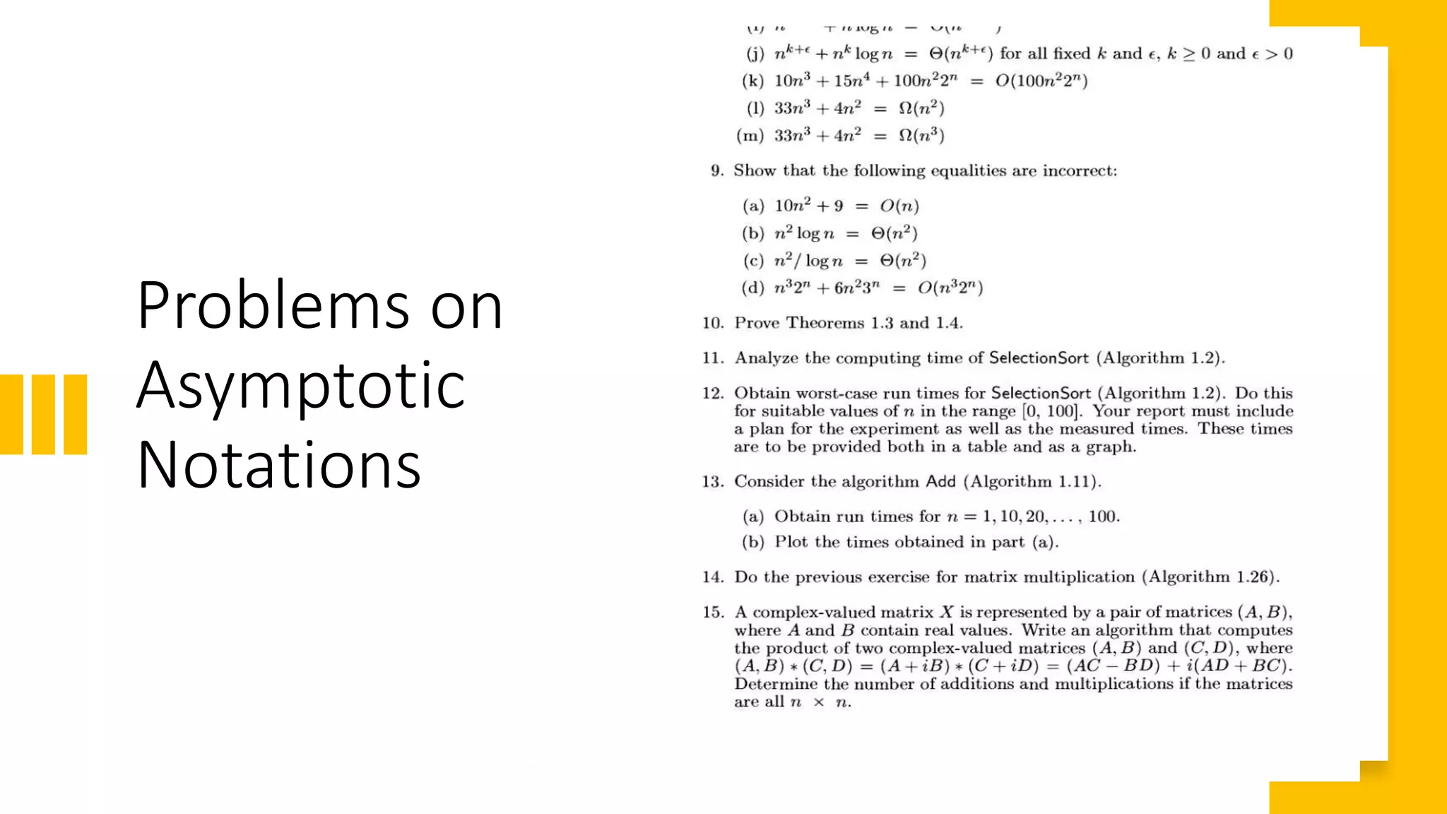 Problems on
Asymptotic
Notations
 