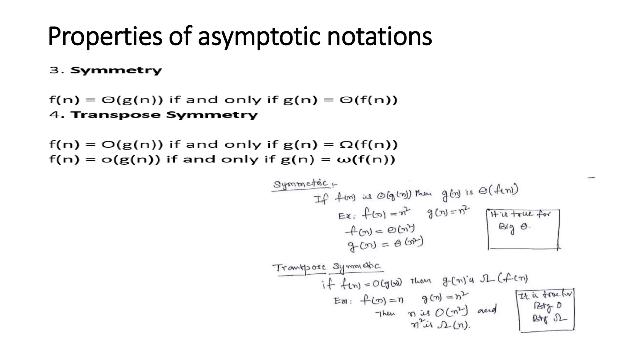 Properties of asymptotic notations
 