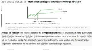 Big Omega Notation:Mathematical Representation of Omega notation
23-03-2024 M SUNITHA 17
 