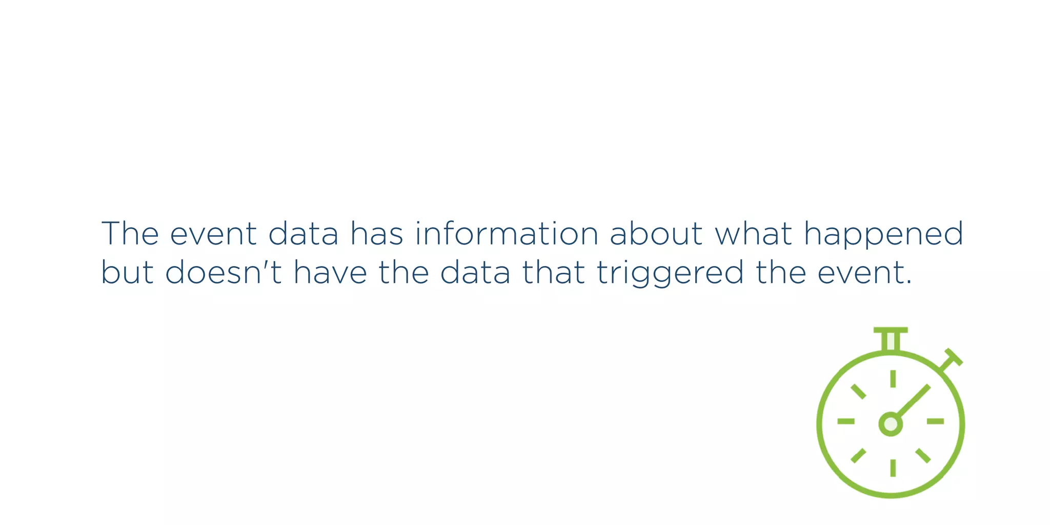 The event data has information about what happened
but doesn't have the data that triggered the event.
 