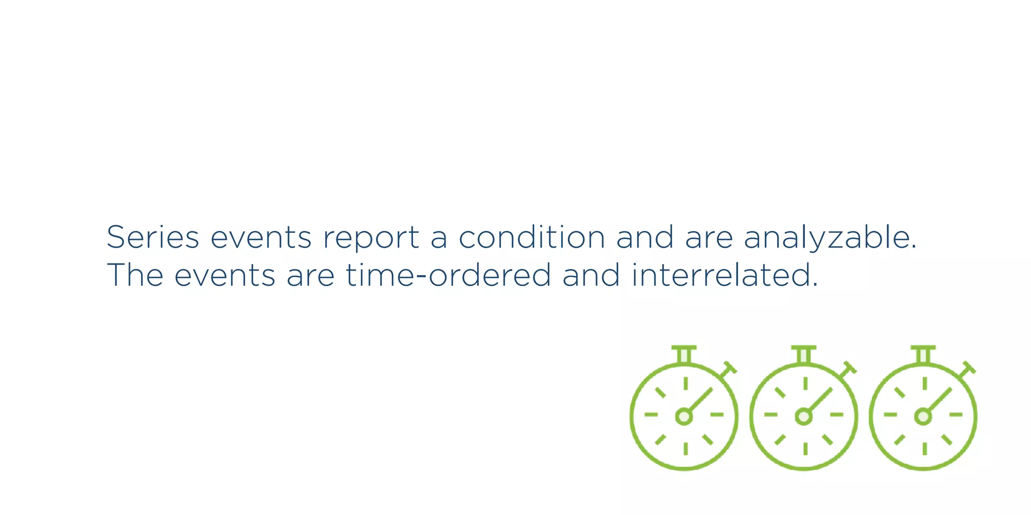 Series events report a condition and are analyzable.
The events are time-ordered and interrelated.
 