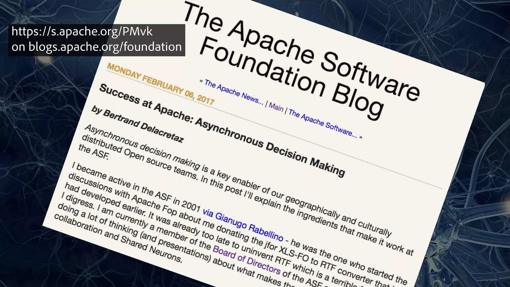 https://s.apache.org/PMvk
on blogs.apache.org/foundation
 