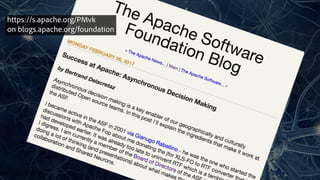 https://s.apache.org/PMvk
on blogs.apache.org/foundation
 