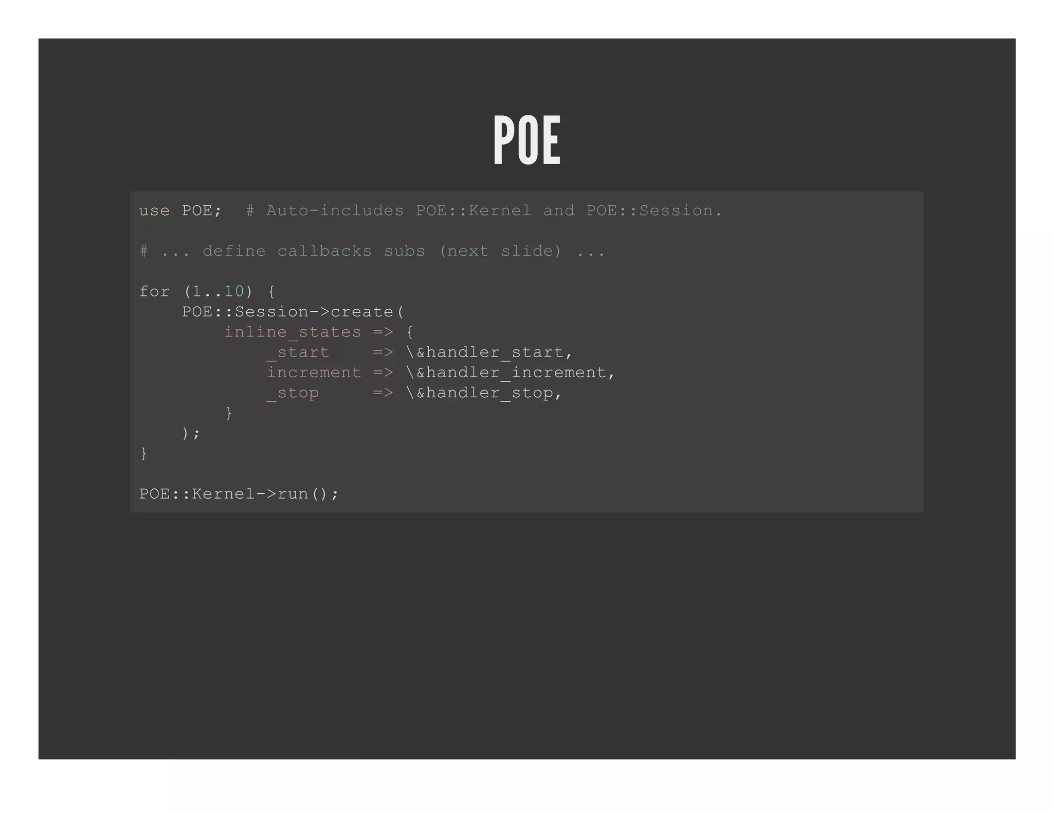 POE uePE #At­nldsPE:enladPE:eso. s O;  uoicue O:Kre n O:Ssin #..dfn alak us(etsie .  . eieclbcssb nx ld).. fr(.1){ o 1.0    PE:eso­cet(   O:Ssin>rae     iln_tts=      niesae >{       _tr  = &ade_tr,       sat  >hnlrsat       iceet= &ade_nrmn,       nrmn >hnlriceet       _tp  = &ade_tp       so   >hnlrso,     }        )   ; } PE:enl>u(; O:Kre­rn) 