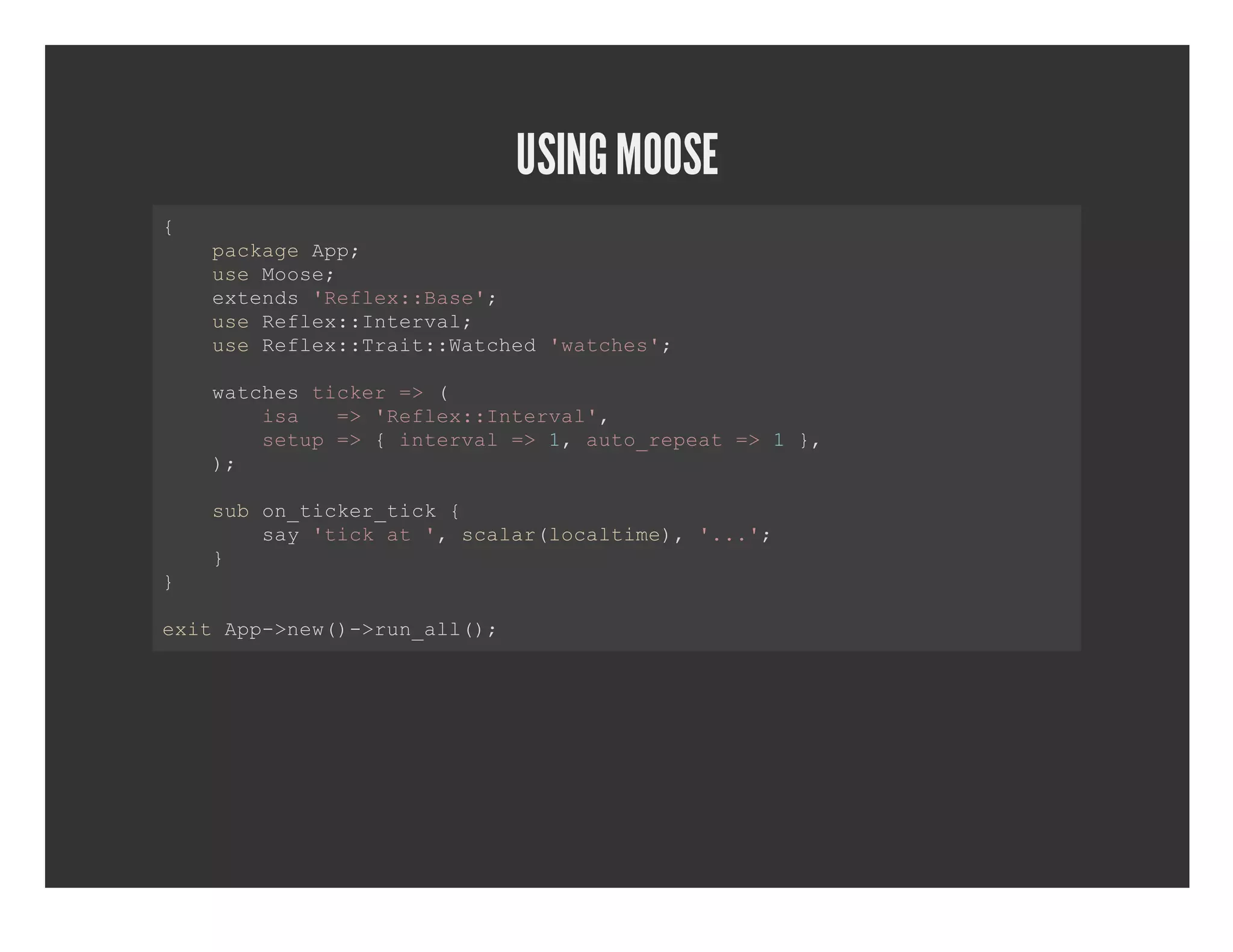 USING MOOSE {   pcaeAp   akg p;   ueMoe   s os;   etns'elx:ae;   xed Rfe:Bs'   ueRfe:Itra;   s elx:nevl   ueRfe:Tat:ace wths;   s elx:ri:Wthd'ace'     wthstce >(   ace ikr=      ia = Rfe:Itra'     s  >'elx:nevl,     stp=  nevl= ,at_eet=  ,     eu >{itra >1 uorpa >1}   )   ;     sbo_ikrtc    u ntce_ik{     sy'ika ,saa(oatm) ..;     a tc t' clrlclie,'.'   }    }   ei p­nw)>u_l(; xtAp>e(­rnal) 