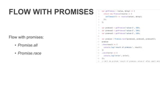 ASYNC FUNCTION
Throw exception in async function
reject in await
can be handled by try/catch
 
