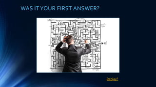 WAS ITYOUR FIRST ANSWER?
Replay?
 