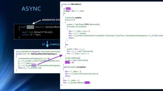 AT COMPILETIME
ASYNC GENERATES STATE MACHINE
 