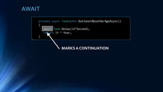 AT COMPILETIME
ASYNC
GENERATES STATE MACHINE
 