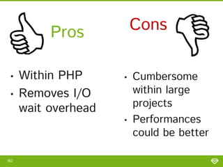 Libevent
• API providing a mechanism to execute
a callback when a specific event
occurs on a file descriptor or after a
timeout
• supports /dev/poll, kqueue(2), event
ports, POSIX select(2), Windows
select(), poll(2), and epoll(4)
notification mechanisms
162
 