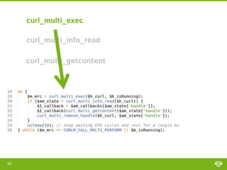 50
curl_multi_exec
curl_multi_info_read
curl_multi_getcontent
 