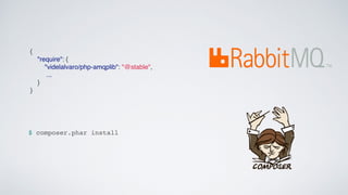 {
"require": {
"videlalvaro/php-amqplib": "@stable",
...
}
}
$ composer.phar install
 