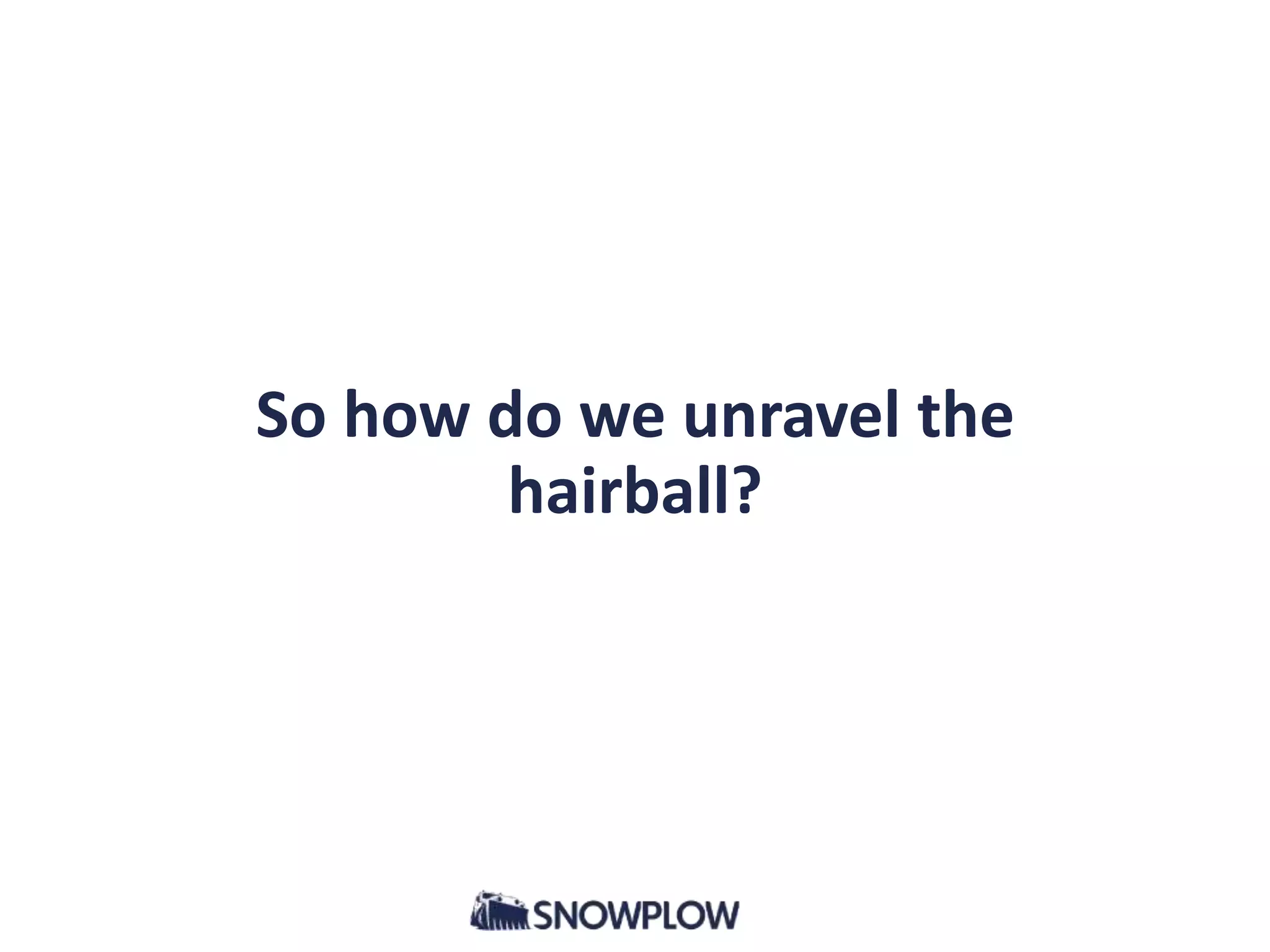 So how do we unravel the
hairball?
 