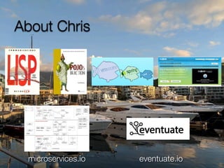 @crichardson
About Chris
microservices.io eventuate.io
 