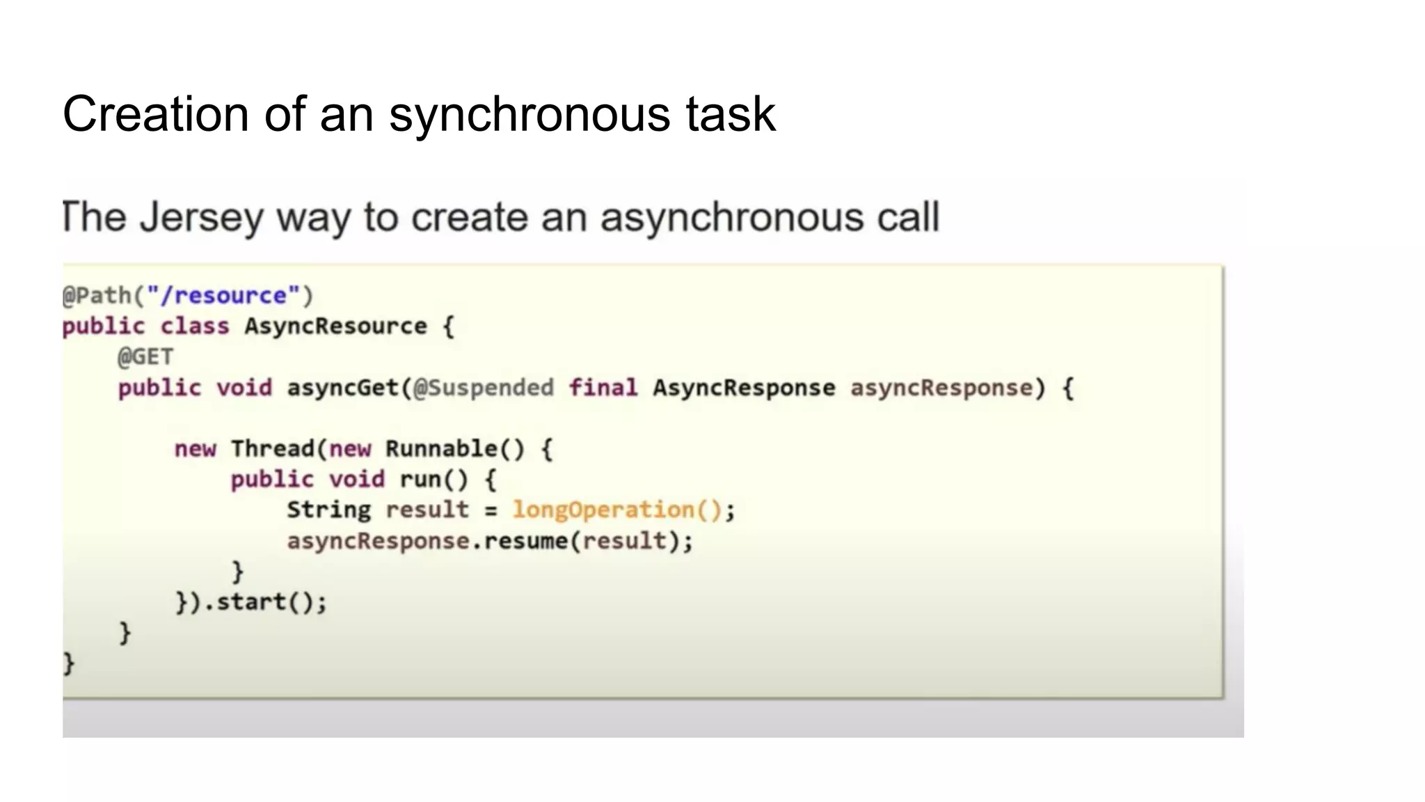 Creation of an synchronous task
 