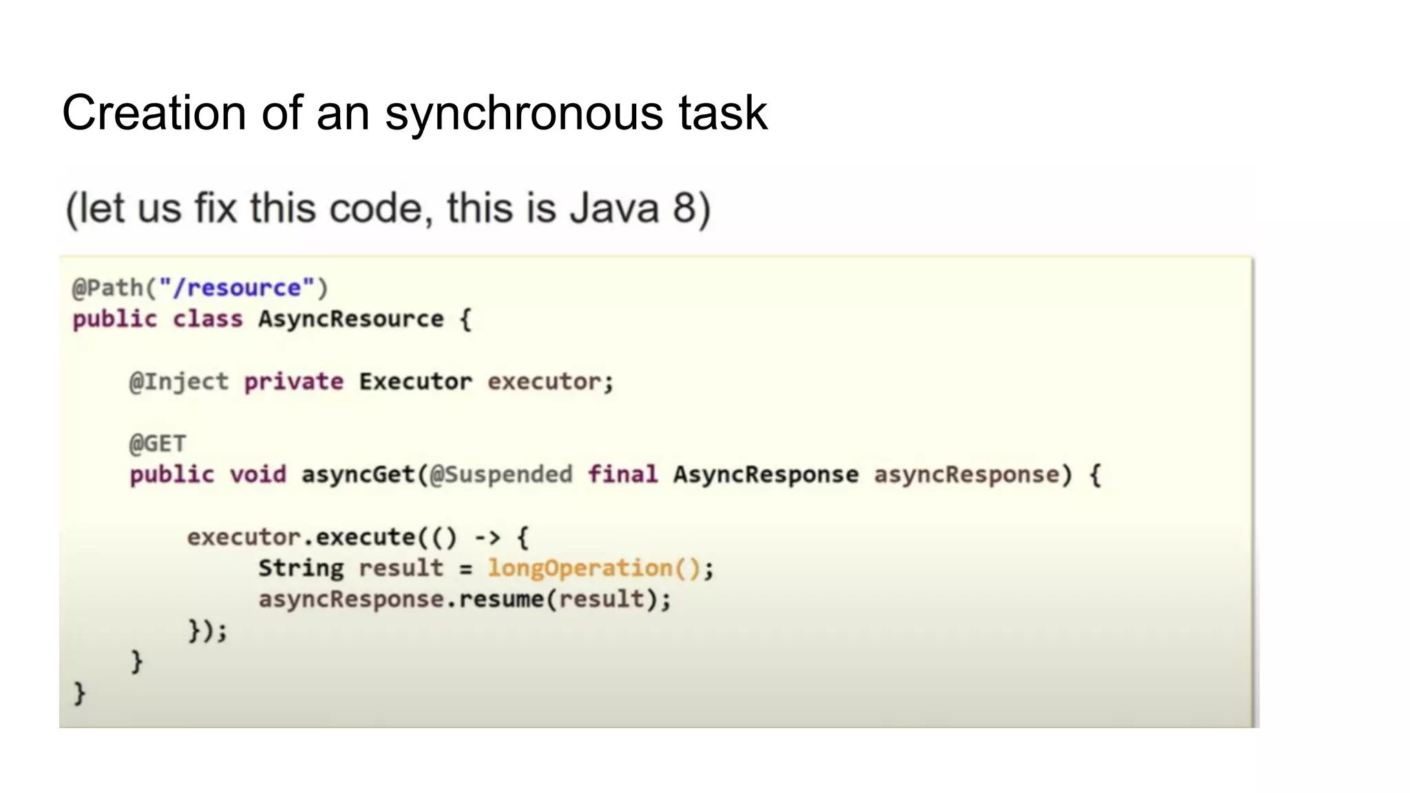 Creation of an synchronous task
 