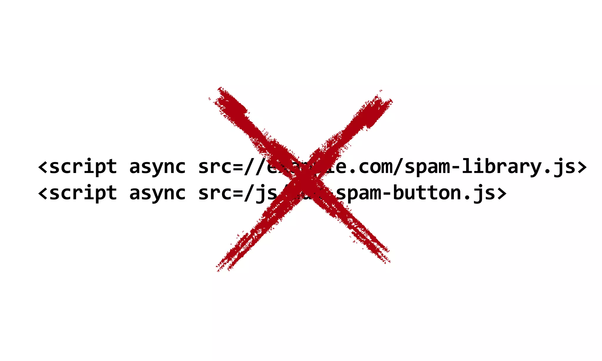 <script  async  src=//example.com/spam-­‐library.js>
<script  async  src=/js/add-­‐spam-­‐button.js>
 