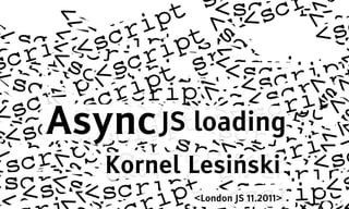 Async JS loading
   Kornel Lesiński
          <London JS 11.2011>
 