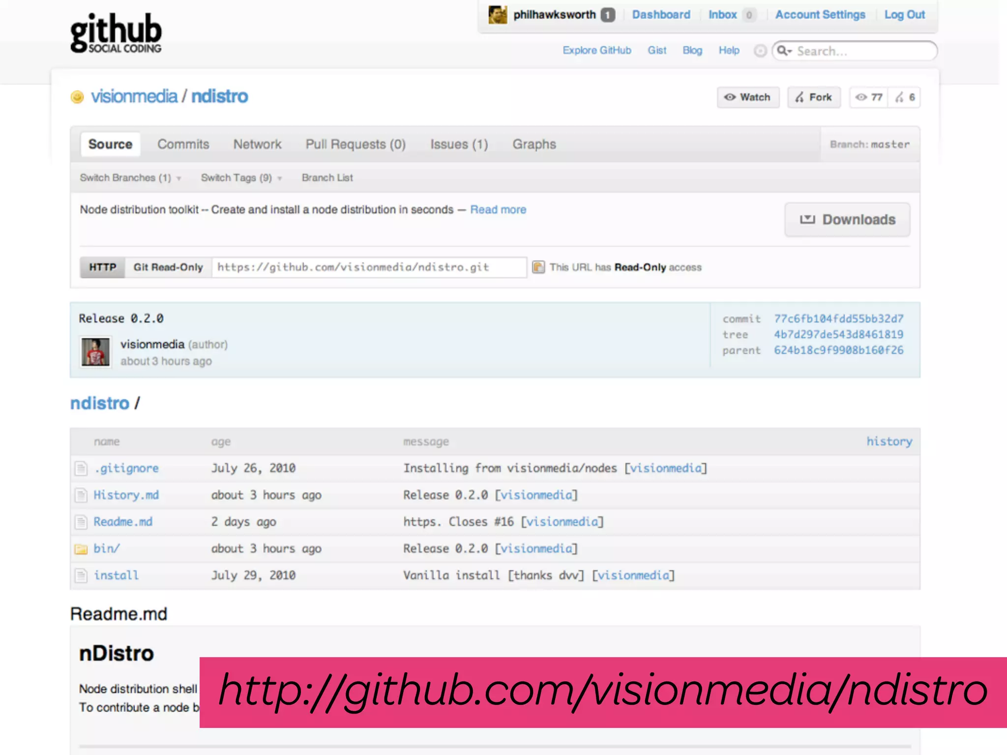 http://github.com/visionmedia/ndistro
 