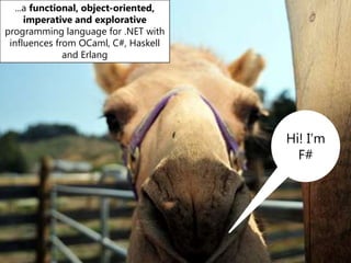 ...a functional, object-oriented, imperative and explorative programming language for .NET with influences from OCaml, C#, Haskell and ErlangHi! I’m F#