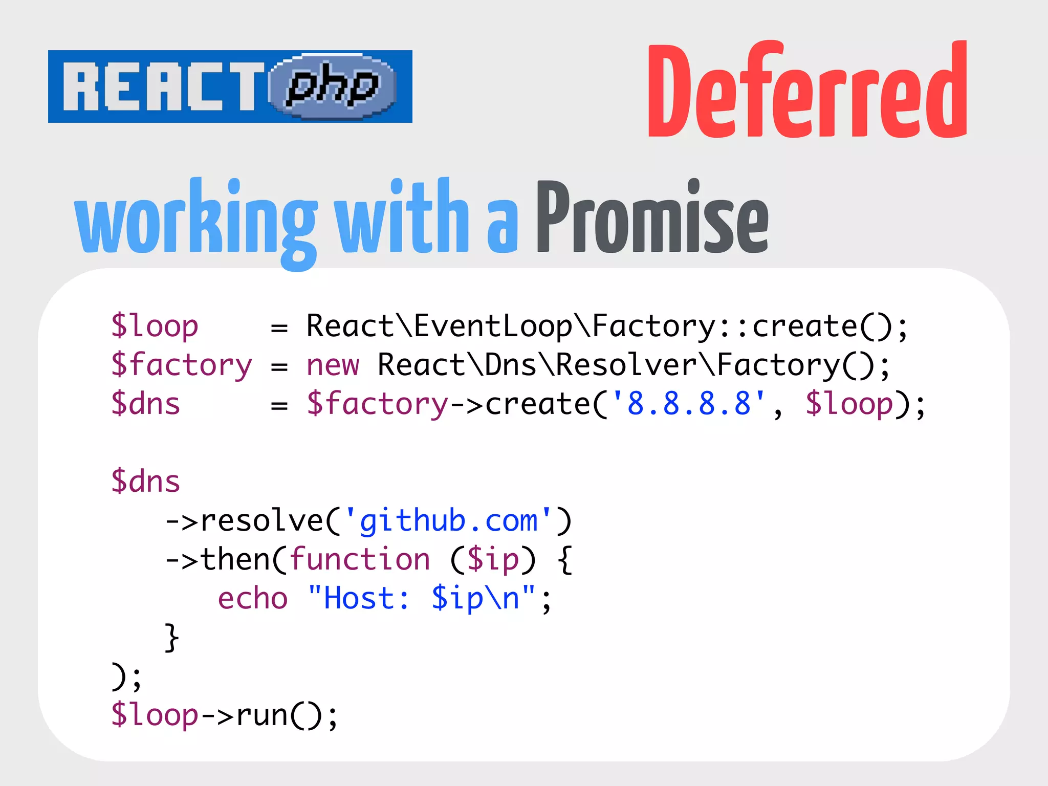Promises/A 
states 
“A promise represents the eventual value returned 
from the single completion of an operation.” 
pending, fulfilled, rejected 
“once fulfilled or rejected the promise’s 
value shall not be changed” 
http://wiki.commonjs.org/wiki/Promises/A 
 