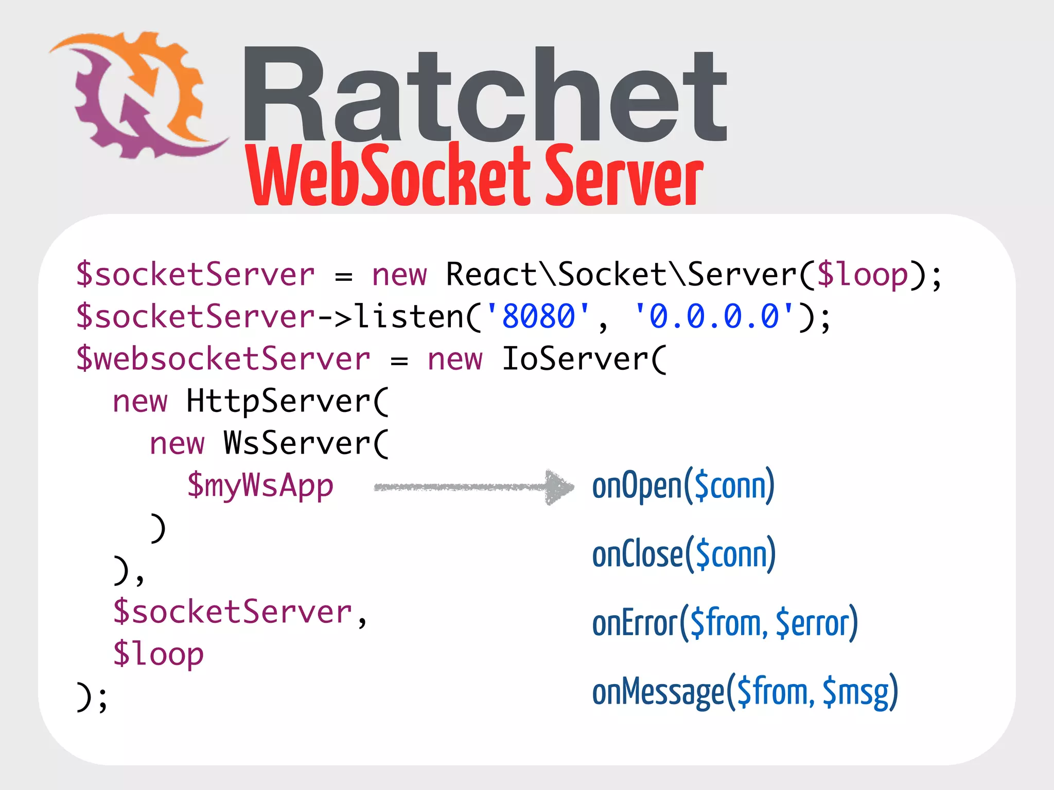 WebSockets API 
supported by all major browsers 
var ws = new WebSocket("ws://www.websockets.org"); 
ws.onopen = function(e) { 
console.log("Connection open ..."); 
}; 
ws.onmessage = function(e) { 
console.log( "Received Message: " + e.data); 
}; 
ws.onclose = function(e) { 
console.log("Connection closed."); 
}; 
ws.send("Hello WebSockets!"); 
ws.close(); 
 