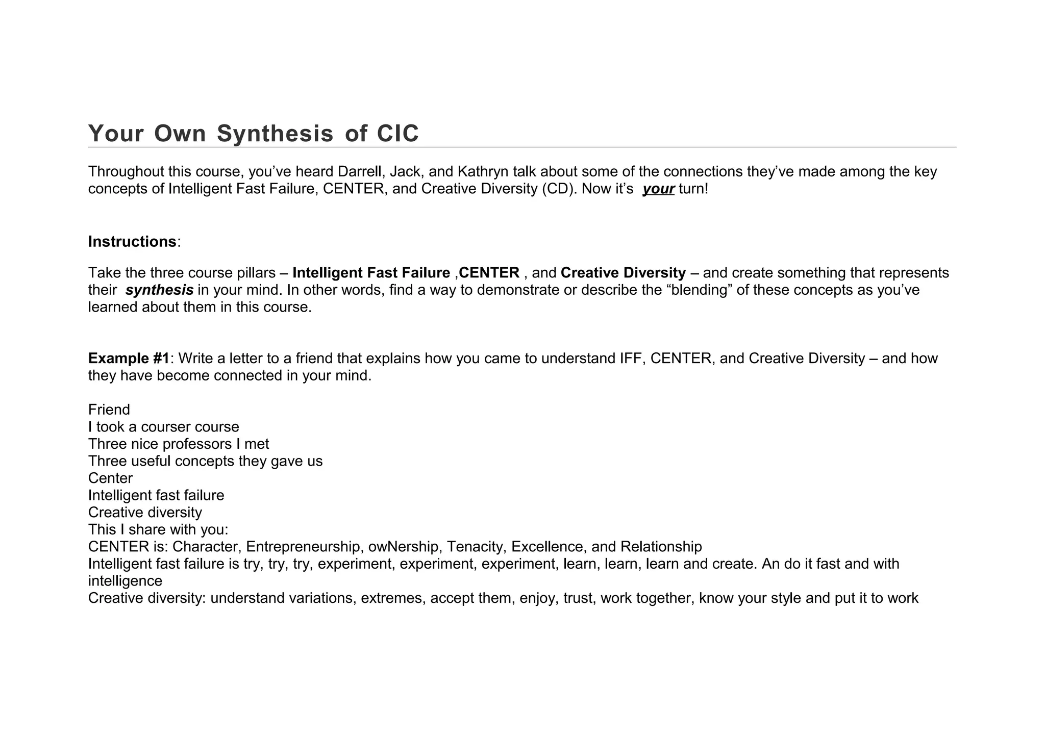 A synthesis of cic | DOC | Education