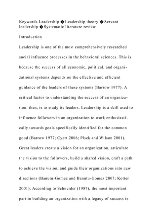 A Systematic Literature Review of Servant Leadership Theoryi.docx