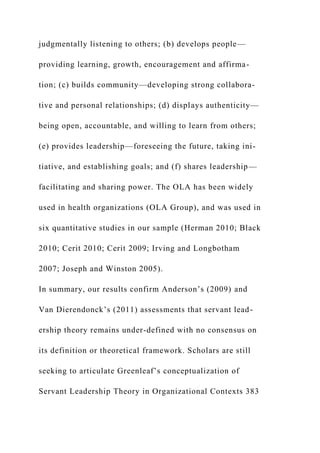 A Systematic Literature Review of Servant Leadership Theoryi.docx