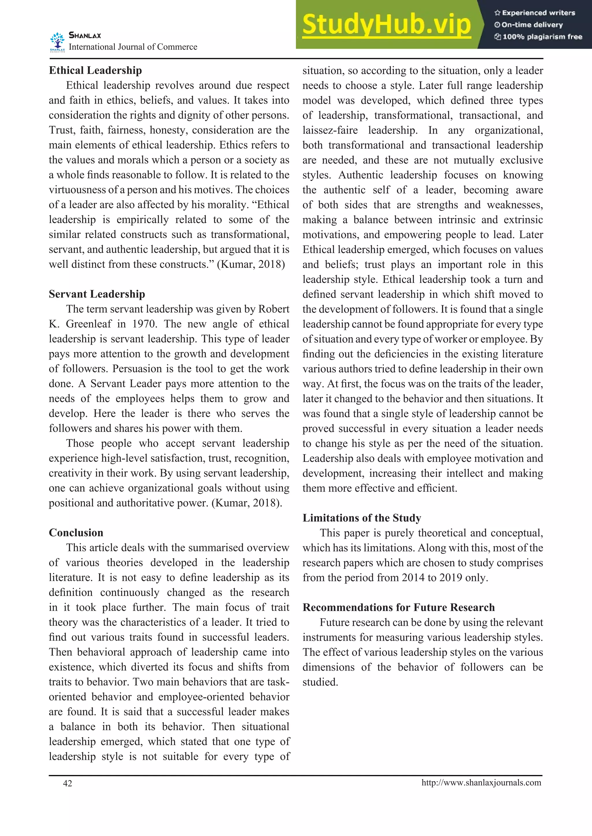 A Systematic Review Of Various Leadership Theories | PDF