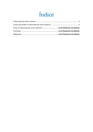 Destruíção das zonas costeiras