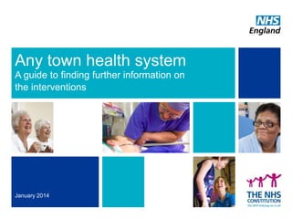 Any town health system
A guide to finding further information on
the interventions
January 2014
 