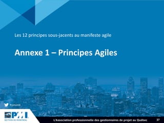 Annexe 1 – Principes Agiles
Les 12 principes sous-jacents au manifeste agile
37
 