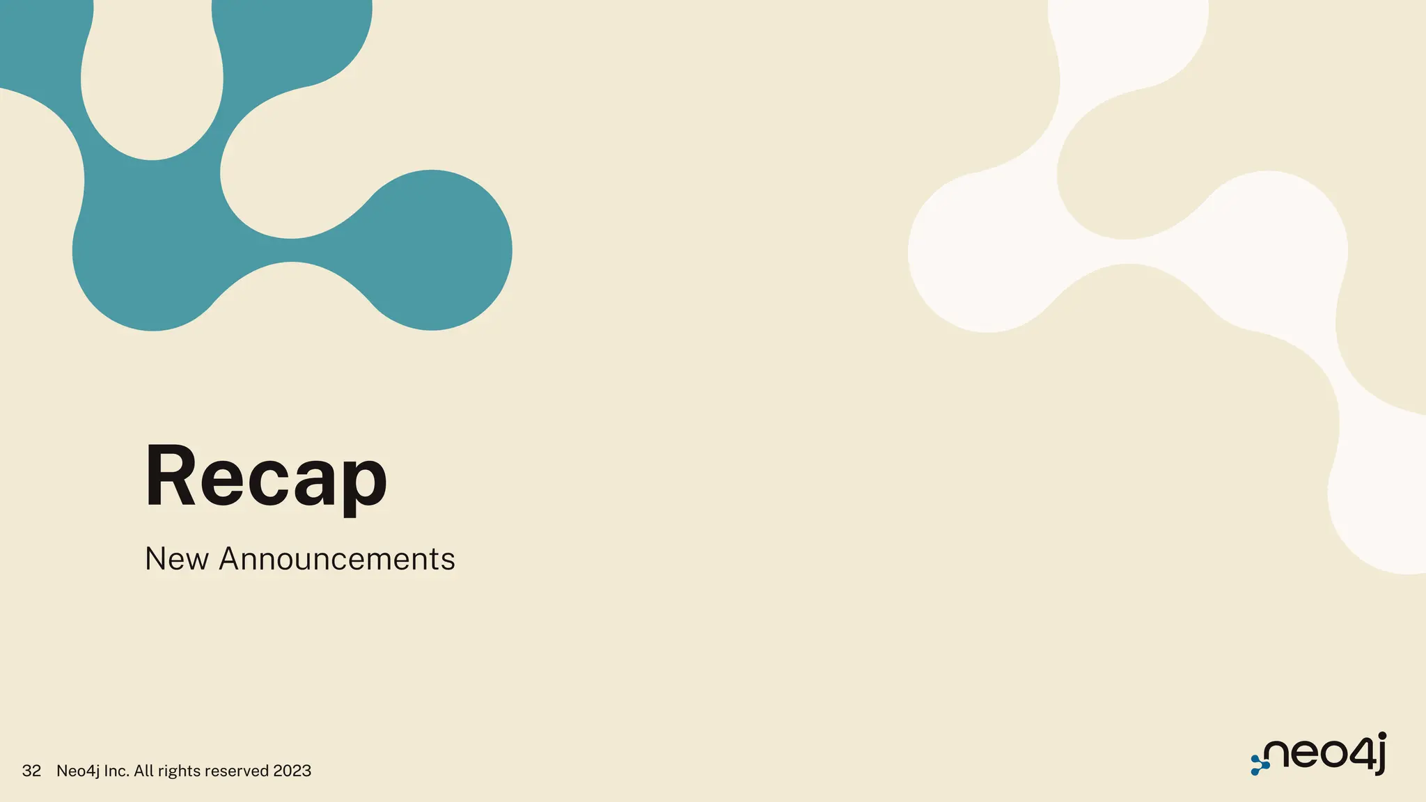 Recap
New Announcements
Neo4j Inc. All rights reserved 2023
32
 